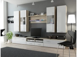 Sektsioon DREAM II valge kõrgläige/tamm sonoma