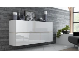 Kummut GOYA valge kõrgläige/matt valge/tamm sonoma