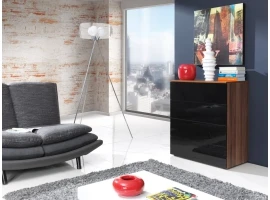 Комод LIFE черный высокий глянец/слива