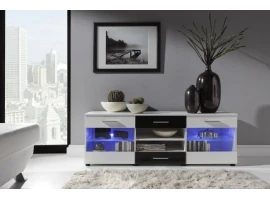 Комод LOGO I белый высокий глянец/белый матовый и черный матовый