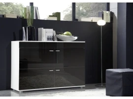 Kummut LOGO II must kõrgläige/matt valge