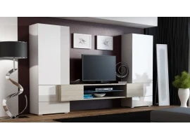 Секция TORI белый высокий глянец и дуб сонома/белый матовый