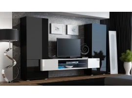 Секция TORI черный и белый высокий глянец/черный матовый