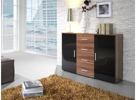 Kummut UNI ploomipuit ja must kõrgläige/ploomipuit