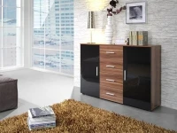 Комод UNI слива и черный высокий глянец/слива pilt 2