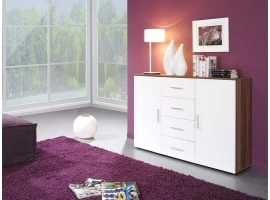 Kummut UNI valge kõrgläige/ploomipuit