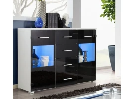 Комод RENO белый и черный глянец