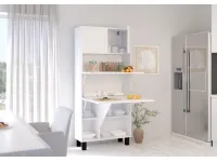 Складной стол со стеллажом HOMI матовый белый pilt 5