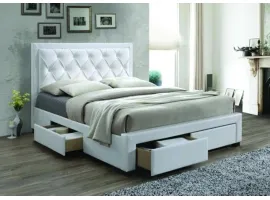 Voodi 140x200 ENGLAND valge ekonahk