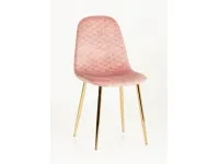 Стул J934 розовый бархат - золотой pilt 2