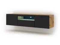 TV стол AURA W 150 дуб + черный pilt 2
