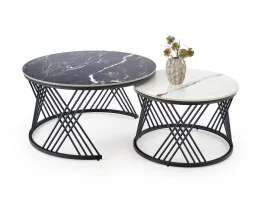 Журнальный стол FLAMINGO (2 шт) - белый / черный мрамор