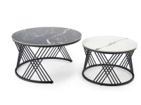 Журнальный стол FLAMINGO (2 шт) - белый / черный мрамор pilt 3