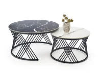 Журнальный стол FLAMINGO (2 шт) - белый / черный мрамор pilt 2