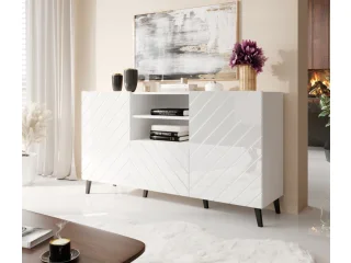 Chest of drawers ABETO mat white/ gloss white pilt