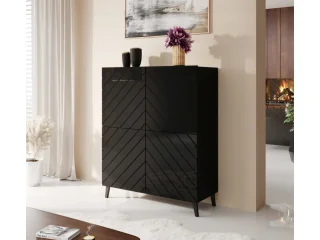 Chest of drawers ABETO mat black/ gloss black pilt