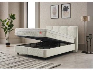Континентальная кровать 160х200 ZEN светло-бежевая pilt