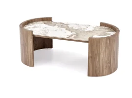 Журнальный стол NICOSIA c.table бежевый мрамор / орех