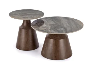 Журнальный стол TOWER набор из 2-х кофейных столиков коричневый мрамор / орех pilt