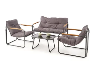 Aiamööbli komplekt HUDSON aiakomplekt (diivan, 2 tugitooli, kohvilaud), hall / pruun pilt