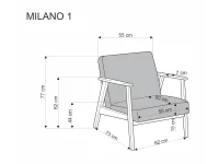 Кресло MILANO 1S светло-бежевый CASTEL 04 / темный орех pilt 4